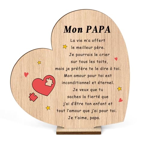 Cadeau Papa, Plaque Bois Déco Fete des Peres, Cadeau Anniversaire Papa, Original Idee Cadeaux Fête des Pères Anniversaire Noel Nouvel an Paques Remerciement pour Père, Idee Cadeaux Pere