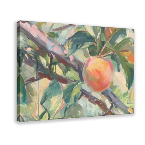 Poster pêcher Preppy Kitchen pastel, toile déco cottagecore pour chambre esthétique