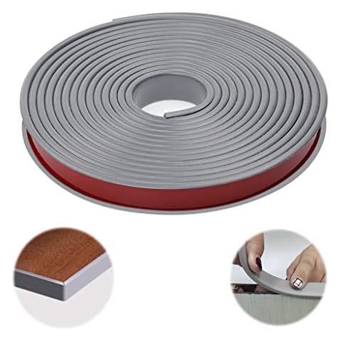 Corner Protection, Edge Protection, U-Shape TPE Edge Tape, Self-Adhesive, Table Edge Protection, Veneer Adhesive Tape, for Tables, Dressers with Corner Covers (Grey, 5 m x 16 mm) Cover