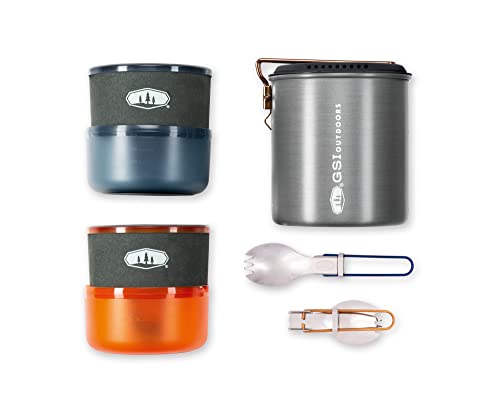 GSI Outdoors Halulite MicroDualist, 2-Person Ultralight Backpacking Cooking and Eating Set