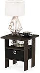 Furinno 11157 End Table Bedroom Night Stand with Bin Drawer, Dark Brown/Black, 15.50 x 15.50 x 17.50 inches