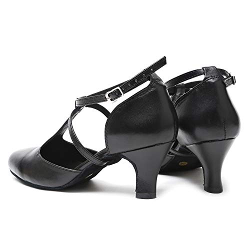 Latin Dance Shoes for Women Closed Toe T-Strap Modern Professional Ballroom Salsa Shoes,Model 2724