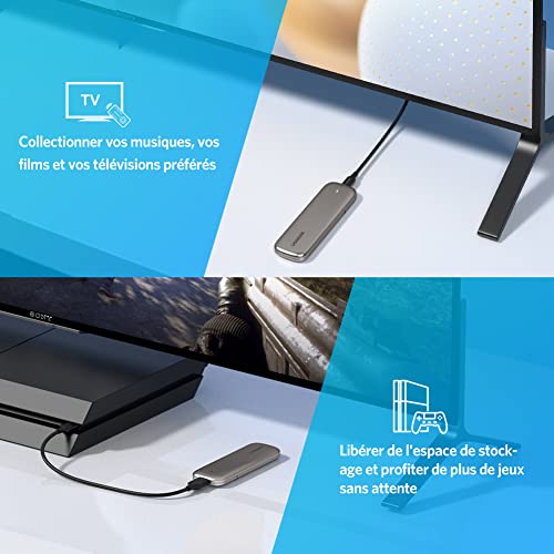 UGREEN Carcasa SSD M.2 SATA USB C, Caja M.2 SATA USB 3.1 con UASP, 6Gbps Adaptador M.2 SATA para SSD M.2 SATA B Key B+M Key 2230/2242/2260/2280, Compatible PS4 Xbox PC Macbook, con Cable USB A a USB C