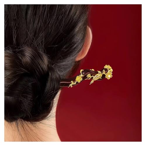 Bâton de cheveux pour chignon stable avec fleur gland rétro