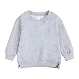 QWKLEAJ Boys Sweatshirts Size 6 Long Sleeve Crewneck Fleece Lined Pullover Spring Fashion Girls Shirts Sweater Tops Gray 3-4 Years