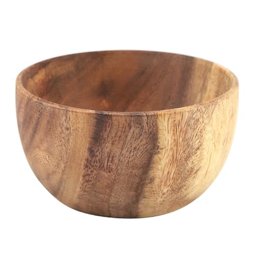 DEWIN Frutero Cocina, Cuenco de Ensalada de Madera de Acacia Sólido, Frutero de Madera Hecho a Mano, Utensilios de Cocina, para Ensalada, Sopa, Arroz (Tamaño : 13 7cm)