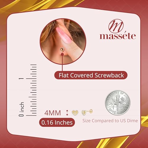 14k Yellow White Gold Heart Earrings Stud Post Sun Rays Design Simulated Diamond Safety Screwback Covered Back Closure2