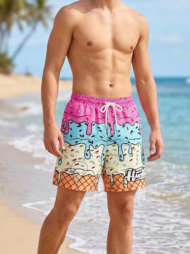 Generic - Men's Ice Cream Print Beach Shorts - Summer Loose Fit Hip Hop Style Casual Relaxed Fit Shorts, Pink, XX-Large - Best Deal on Amazon