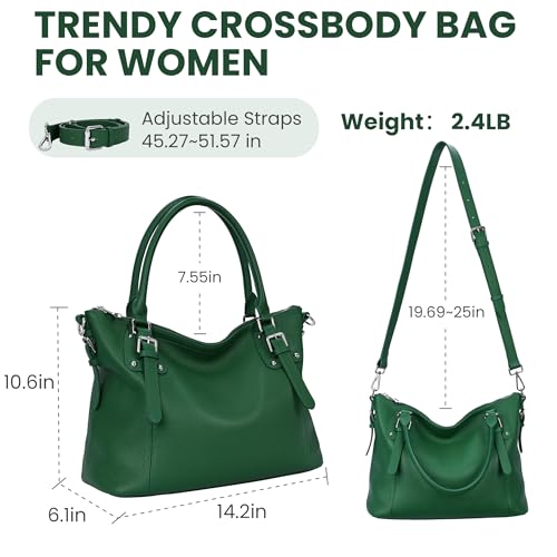 Image of HESHE Leather Purses and Handbag for Women Shoulder Bag Tote Top Handle Bag | Genuine Designer Large Capcity Hobo Crossbody Satchel Travel Work Ladies Zippered Ladies Daily Bag Adjustable Long Strap