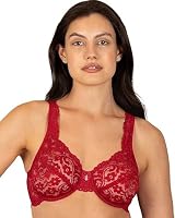 Smart & Sexy Women's Signature Lace Unlined Underwire Bra, Available in Single and 2 Packs, No No Red, 16D