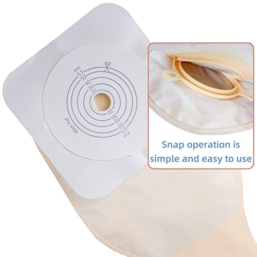 20Pcs Ostomy Bags,Colostomy Supplies,Two Piece Drainable Ostomy Pouch For Ileostomy Stoma Care With Closure Clip, Cut-To-Fit (15Pcs Bags+5Pcs Barrier) #TOP3