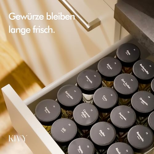 Foto von KIVY Gewürzgläser mit Streueinsatz - 24x 120ml + 240 Etiketten - Luftdicht