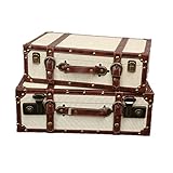 BTTNW BA Maleta de Madera Vintage Conjunto de 2 Decorativo Maleta de la Vendimia de Equipaje Caja con Asas y de Bloqueo Cierres, for la decoración casera Maleta de Madera