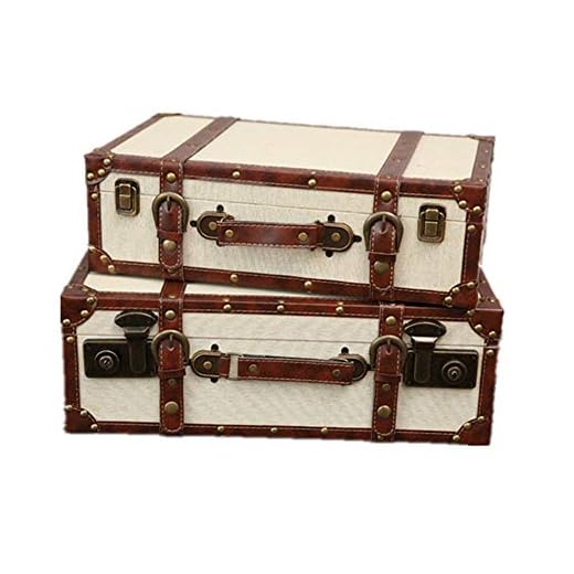 BTTNW BA Maleta de Madera Vintage Conjunto de 2 Decorativo Maleta de la Vendimia de Equipaje Caja con Asas y de Bloqueo Cierres, for la decoración casera Maleta de Madera