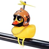 wonuu Rubber Duck Toy Car Ornaments Yellow Duck Car Dashboard Decorations Squeeze Duck Bicycle Horns with Propeller Helmet