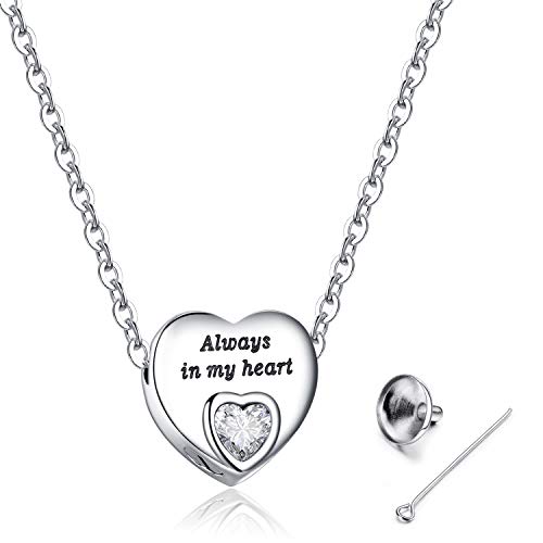 Heart Urn Necklaces for Ashes Birthstone Ashes Necklace Always in My Heart Cremation Jewelry Keepsake Memorial Necklace