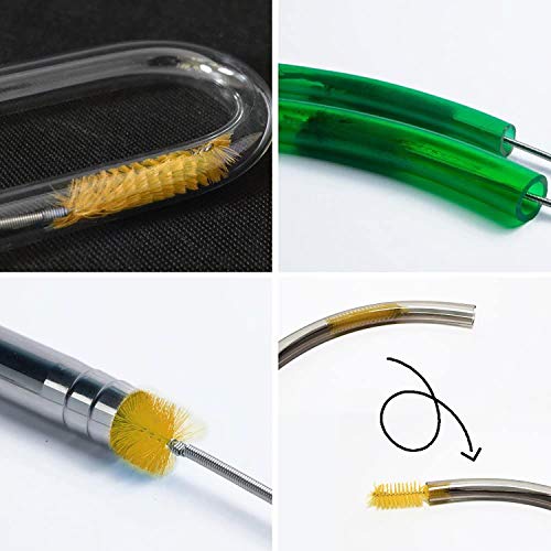 Flexible Drain Brush,Nylon Double Ended Elastic Hose Pipe 67-inch and 2 PCS 8.2-inch Straw Cleaning Brush