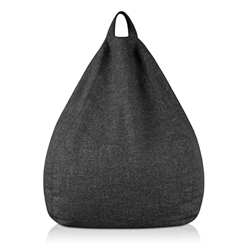 DESHOME - Puff tipo saco con relleno desenfundable para interior y exterior: puff puff puff puf de tejido impermeable artesanal Made in Italy - Light puf (pequeña: 65 x 65 x 70 cm, negro grafito)