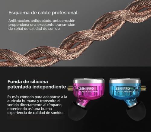 Miniatura 6 de Kz Zsn Pro 1ba 1dd - Auriculares Intraurales De Doble Controlador, Hifi De Graves Potentes Y Alta Claridad Con Cable Desmontable Para Músico Audiófilo