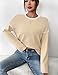 Zeagoo Womens Fall Fashion 2025 Color Block Long Sleeve Shirts Crewneck Knit Casual Loose Pullover Sweaters Tops Apricot S