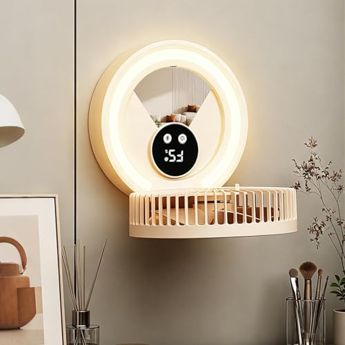 Ventilateur de bureau USB rechargeable 5 vitesses avec miroir LED - 5