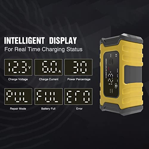 oneyuan Carregadores de bateria de motocicleta 12V6A totalmente automáticos inteligentes carregadore