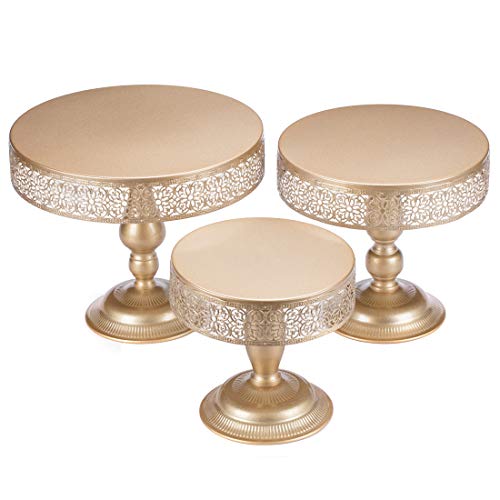 Hotity 3-Piece Cake Stand Set Round Metal Cake Stands Dessert Display Cupcake Stands, Light Gold by Hotity - Used condition - US$31.69