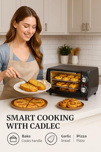 Image of Cadlec Cruise Pro 12L Multi-Function OTG for Kitchen, 1000W Oven Toaster Griller, Bake Grill Toast, Oven for Baking, Adjustable Temperature & Timer, Black, 2 Year Warranty