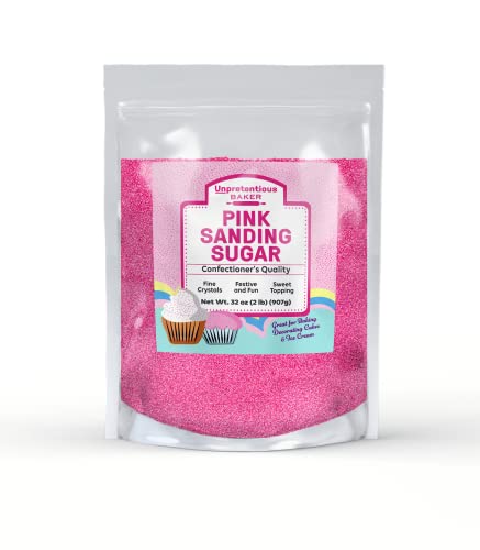 Unpretentious Pink Sanding Sugar, Colorful Sugar Crystals for Festive Holiday Baking (32 Ounces)
