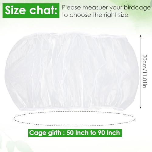 Wanmu Bird Cage Seed Catcher, Mesh Net Cover Guard Soft Airy Cage Net Stretchy Skirt for Parrot Enclosures Round Square Cages(White