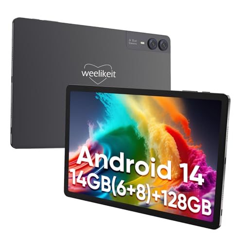 weelikeit Tablet FHD de 11 pulgadas, Android 14, 6 GB de RAM + 8 GB de RAM ampliable, 128 GB de...