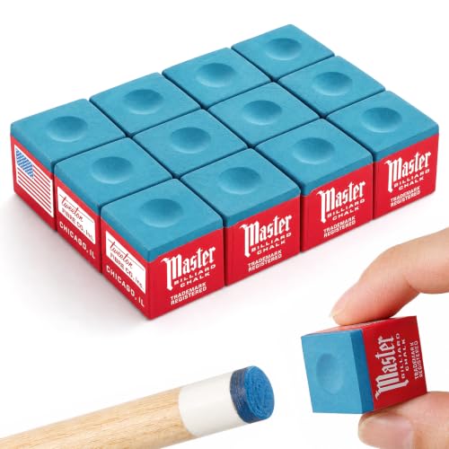 Juego de 12 tizas de billar de primera calidad, color azul, para mejorar el agarre de la piscina, antideslizantes, duraderas, para billar, accesorios para profesionales, aficionados y jugadores