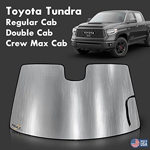 GalaxyAutoShield Custom Fit Windshield Sun Shade for 2007 2008 2009 2010 2011 2012 2013 2014 2015 2016 2017 2018 2019 2022 2022 Toyota Tundra, Sunshade UV Reflector Privacy Protection (Made in USA)