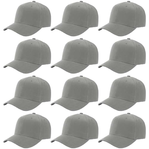 Image of ZH Plain Adjustable Baseball Cap - Lot of 12 Unisex Blank Design Caps