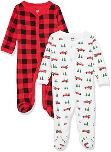Hudson Baby Unisex Baby Cotton Sleep and Play Coverall, Christmas Tree, 0-3 Months 3M US