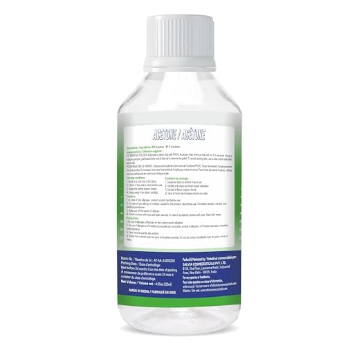 Image of Acetone Liquid Cosmetic Grade 120ml - Nail Polish Remover, Gel & Acrylic Nail Remover, Nail Glue Remover, Dip Powder Removal, Nail Prep Solvent for Manicure, Pedicure & DIY Nail Care
