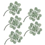 Uldigi 四つ葉のクローバー ワッペン アイロン接着式 帽子パッチ 衣類バッグ靴用 装飾的なコートパッチ 5×3Cm Diy服の補修に最適