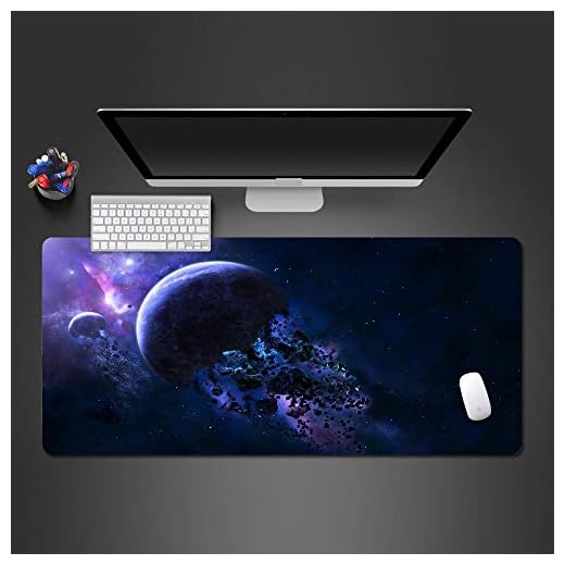HJLXDP Spelmusmatta 700 x 300 x 3 mm skrivbord kontor musmatta stor storlek bekväm musmatta med personlig design för bärbar dator, dator och PC – rymden planet