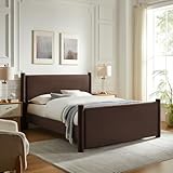 Modway Rael Full Platform Bed Frame with Upholstered Headboard and Footboard in Chocolate Brown – Stain-Resistant Performance Velvet Full Size Bed with Rounded Posts