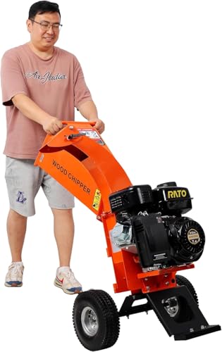 7HP 212cc Gas Powered Wood Chipper Shredder Mulcher Heavy Duty 3\" Capacity EP-A Certified Orange Compact Design for Garden Forestry Landscaping, Orange - Thumbnail 5