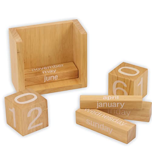 Bsiri Desk Calendar Decor Perpetual Gifts Dad Gifts Mom Office Block Kitchen Home Gifts Monthly Small Planner Family Birthday Calendar Tags Million Years Wood #TOP7