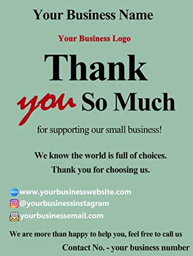 Business "Thank You Card" Template For all Types of Businesses - Fully Customizable (English Edition)
