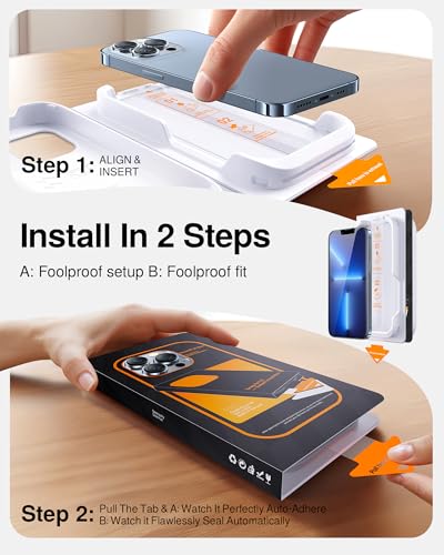 Image of SMARTDEVIL 2 Pack for iPhone 13 Pro Max /14 Plus Screen Protector | Military-Grade Shatterproof Protection, Crystal Clear, 9H Hardness, Fast & Easy Installation, Scratch Proof, Case Friendly