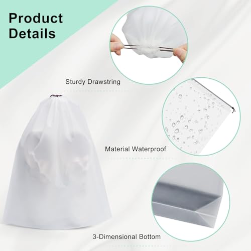 Mluffy 10 PCS Travel Shoe Bags, Multifunctional Waterproof Underwear Bag Translucent Storage Bags with Drawstring, Portable Organizer Pouch for Shoes, for Clothes Shoes Travel Accessories (10) 3 41fbU5QpteL
