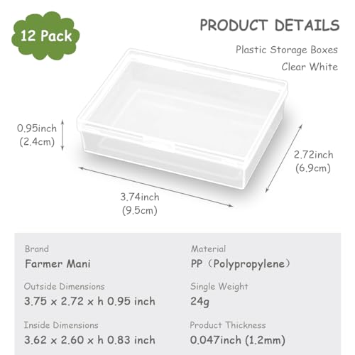Image of 12Pcs Rectangular Clear Plastic Beads Storage Containers Box (3.74 x 2.72 x 0.95 inch), Small Plastic Containers, Small Bead Organizer