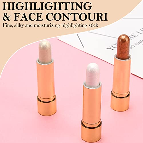 Jutqut Highlighter Makeup Stick, Glow Stick Shimmer Cream Makeup Contour Stick, Moisturizing Waterproof Long-Lasting Face Glitter Highlighter Makeup Stick #02 Beige #TOP5