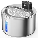 WILKIEE Wireless Cat Water Fountain, 135fl.oz/4L Stainless Steel Cat Fountain Battery Operated, Pet Water Dispenser Cordless for Cats & Dogs Indoor (1 Set Filter)