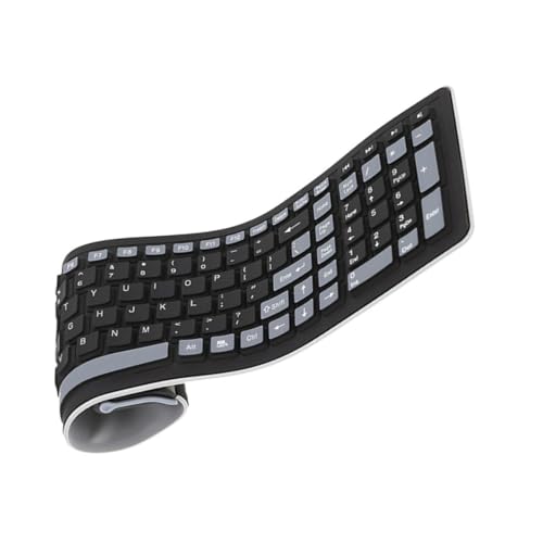 Clavier sans fil 2.4g en silicone noir étanche pour travailler sans miettes
