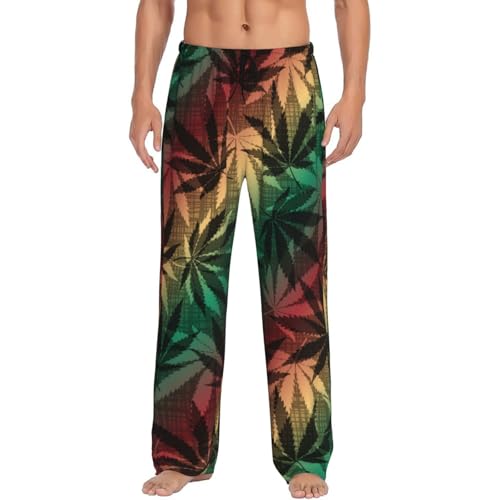 Marijuana Weed Leaf Men's Pajama Pants Casual Sweatpants Lounge Wide Leg Sleepwear Sleep Pant with Pockets