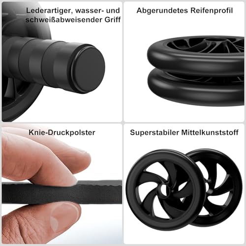 Bnlei Bauchroller mit Matte, Abdominal Trainer Bauchtrainer für Zuhause, Ab Roller Wheel Effektives Bauchmuskel Fitness Zubehör Trainingsgerät für Männer und Frauen